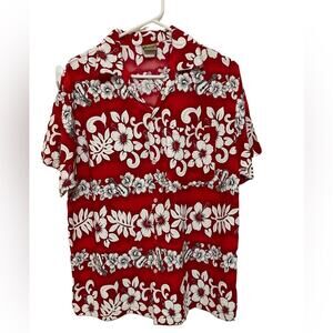 Ingear Red and White Casual Button Down Shirt with Floral Design